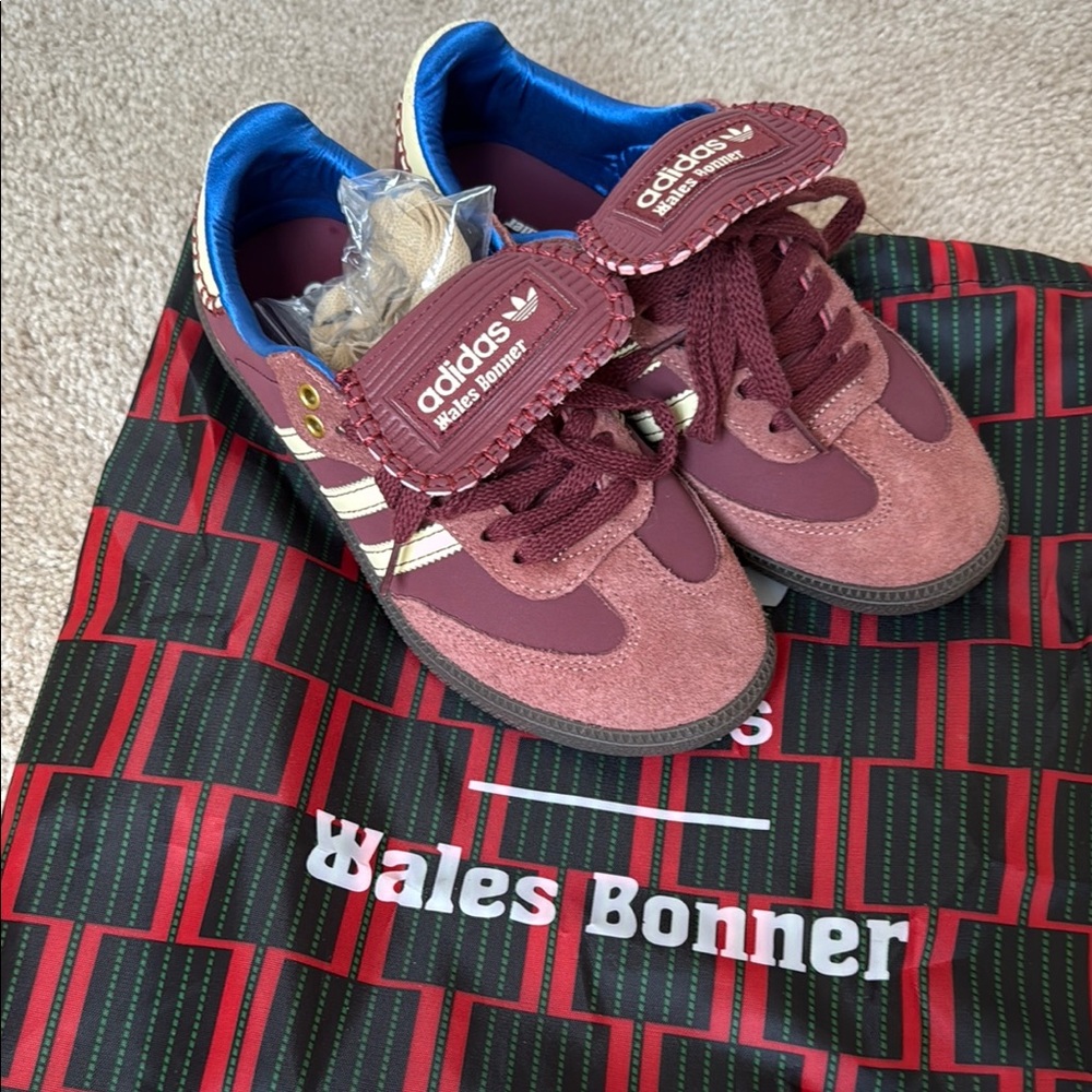 adidas Wales Bonner Burgundy White Blue Womens Sneakers